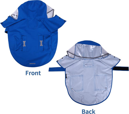 Waterproof Dog Raincoat, Adjustable Reflective Lightweight Pet Rain Clothes with Poncho Hood(Medium, Light Purple)