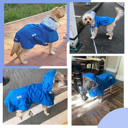 Waterproof Dog Raincoat, Adjustable Reflective Lightweight Pet Rain Clothes with Poncho Hood(Medium, Light Purple)