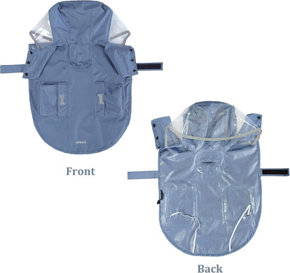 Waterproof Dog Raincoat, Adjustable Reflective Lightweight Pet Rain Clothes with Poncho Hood(Medium, Light Purple)