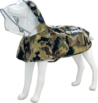 Waterproof Dog Raincoat, Adjustable Reflective Lightweight Pet Rain Clothes with Poncho Hood(Medium, Light Purple)