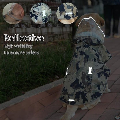 Waterproof Dog Raincoat, Adjustable Reflective Lightweight Pet Rain Clothes with Poncho Hood(Medium, Light Purple)