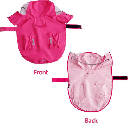 Waterproof Dog Raincoat, Adjustable Reflective Lightweight Pet Rain Clothes with Poncho Hood(Medium, Light Purple)