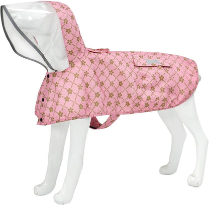 Waterproof Dog Raincoat, Adjustable Reflective Lightweight Pet Rain Clothes with Poncho Hood(Medium, Light Purple)