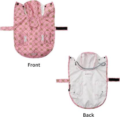Waterproof Dog Raincoat, Adjustable Reflective Lightweight Pet Rain Clothes with Poncho Hood(Medium, Light Purple)