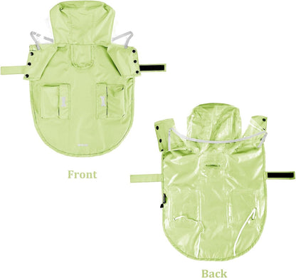Waterproof Dog Raincoat, Adjustable Reflective Lightweight Pet Rain Clothes with Poncho Hood(Medium, Light Purple)