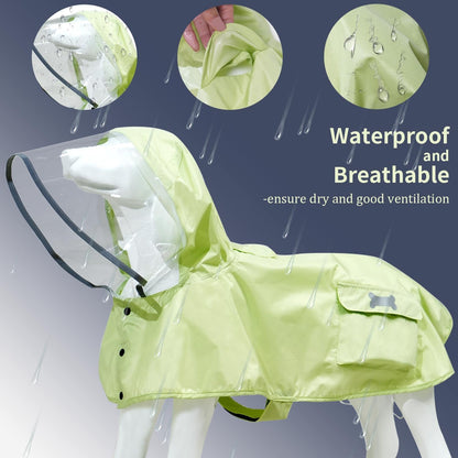 Waterproof Dog Raincoat, Adjustable Reflective Lightweight Pet Rain Clothes with Poncho Hood(Medium, Light Purple)