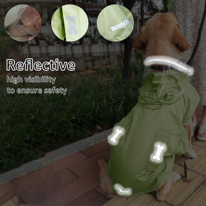 Waterproof Dog Raincoat, Adjustable Reflective Lightweight Pet Rain Clothes with Poncho Hood(Medium, Light Purple)