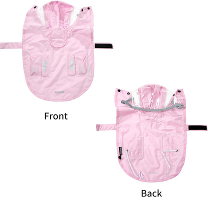 Waterproof Dog Raincoat, Adjustable Reflective Lightweight Pet Rain Clothes with Poncho Hood(Medium, Light Purple)