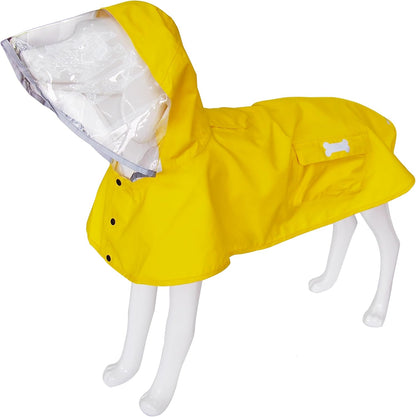 Waterproof Dog Raincoat, Adjustable Reflective Lightweight Pet Rain Clothes with Poncho Hood(Medium, Light Purple)