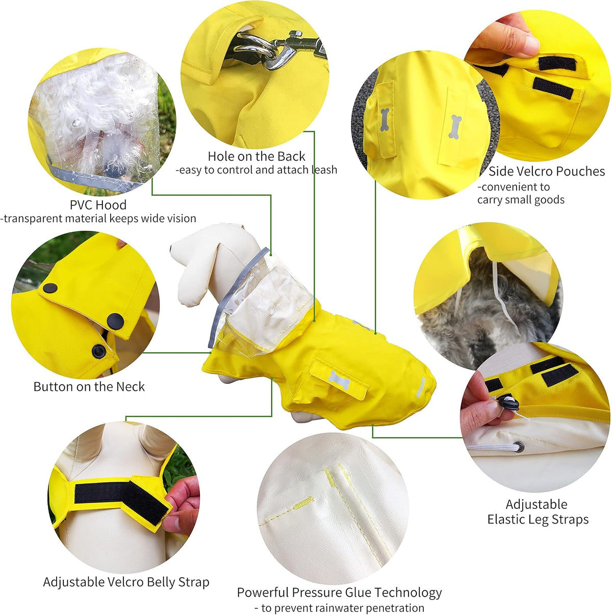 Waterproof Dog Raincoat, Adjustable Reflective Lightweight Pet Rain Clothes with Poncho Hood(Medium, Light Purple)