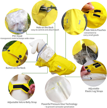 Waterproof Dog Raincoat, Adjustable Reflective Lightweight Pet Rain Clothes with Poncho Hood(Medium, Light Purple)