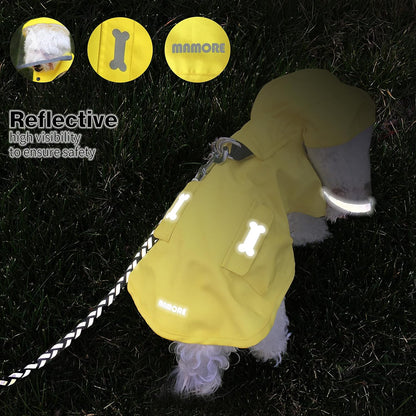 Waterproof Dog Raincoat, Adjustable Reflective Lightweight Pet Rain Clothes with Poncho Hood(Medium, Light Purple)