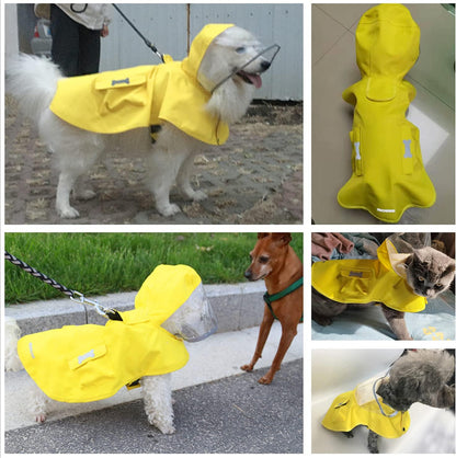 Waterproof Dog Raincoat, Adjustable Reflective Lightweight Pet Rain Clothes with Poncho Hood(Medium, Light Purple)