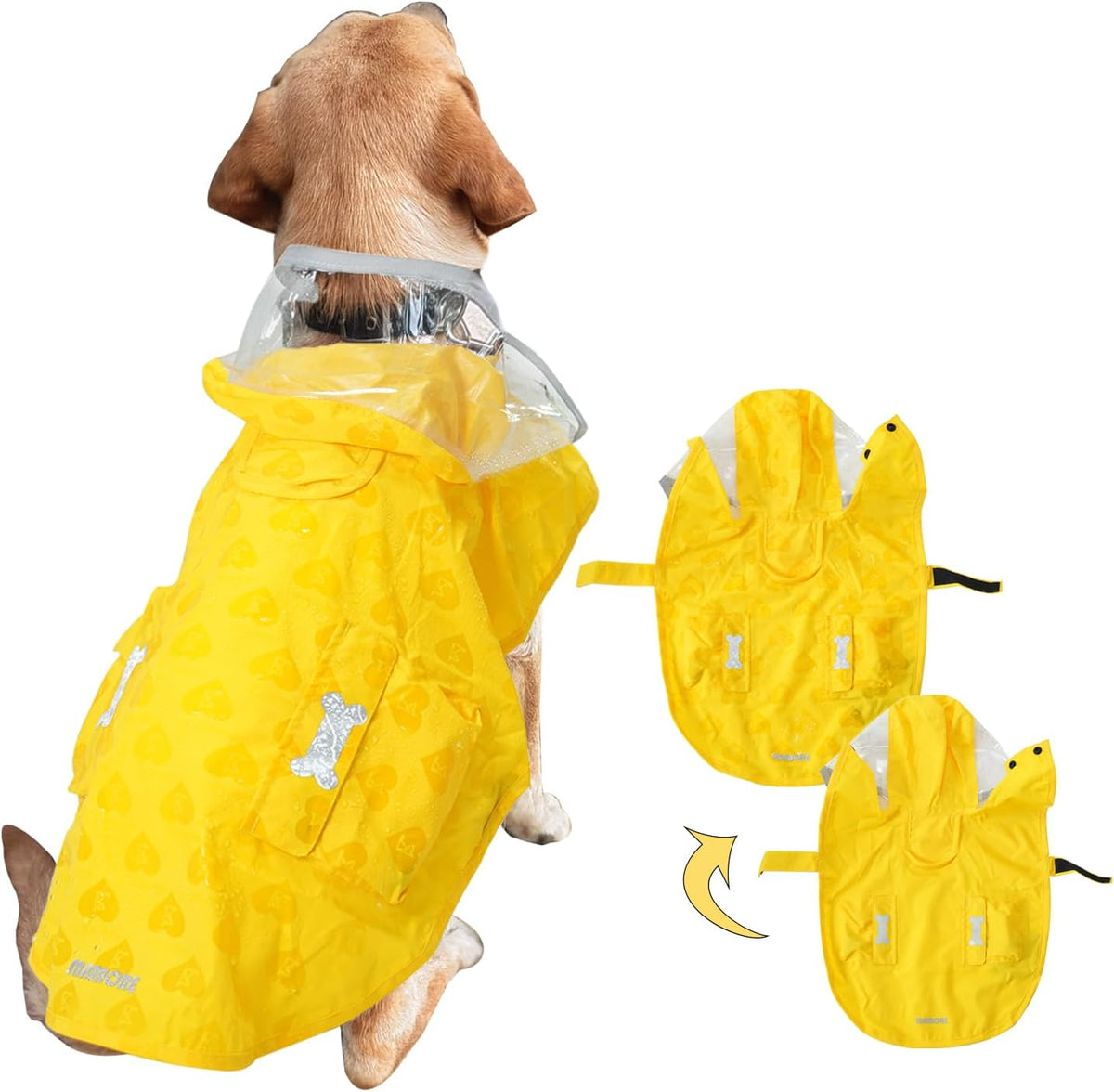 Waterproof Dog Raincoat, Adjustable Reflective Lightweight Pet Rain Clothes with Poncho Hood(Medium, Light Purple)