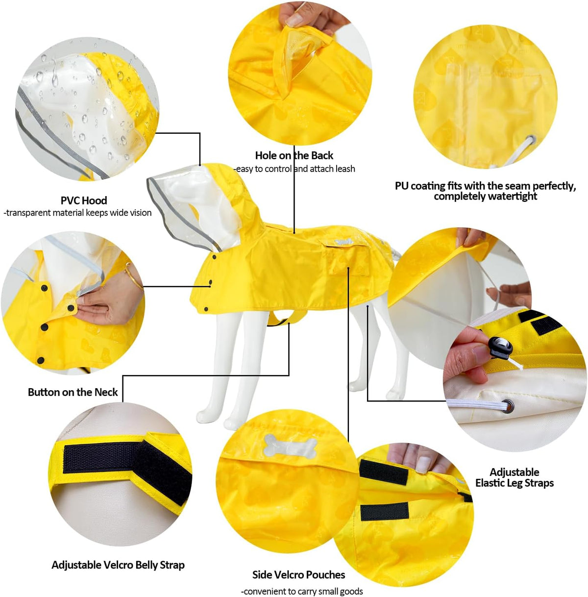 Waterproof Dog Raincoat, Adjustable Reflective Lightweight Pet Rain Clothes with Poncho Hood(Medium, Light Purple)