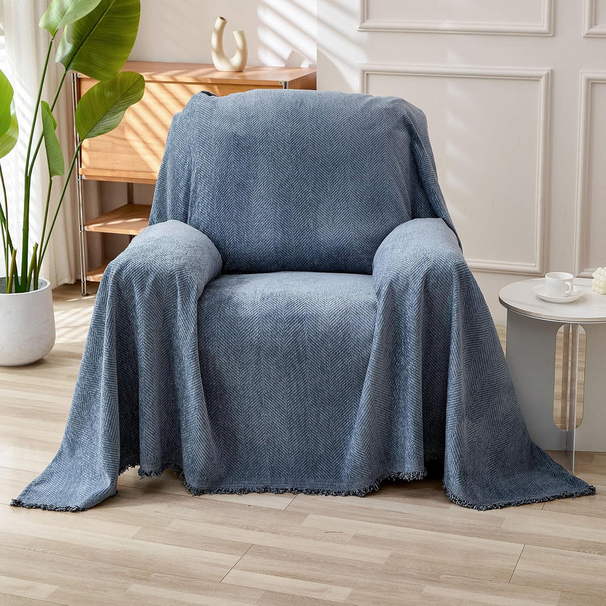 Non Slip Couch Cover Sofa Covers for 3 Cushion Couch Washable sectional Couch Covers for Dogs pet Furniture Protector Couch Cover Blanket for Living Room (Off White, 91"x134")