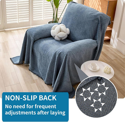 Non Slip Couch Cover Sofa Covers for 3 Cushion Couch Washable sectional Couch Covers for Dogs pet Furniture Protector Couch Cover Blanket for Living Room (Off White, 91"x134")