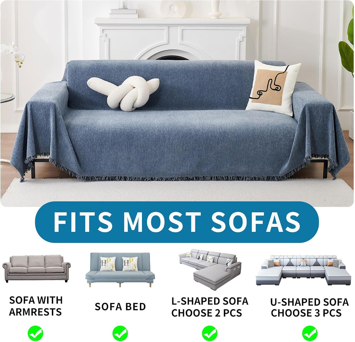 Non Slip Couch Cover Sofa Covers for 3 Cushion Couch Washable sectional Couch Covers for Dogs pet Furniture Protector Couch Cover Blanket for Living Room (Off White, 91"x134")