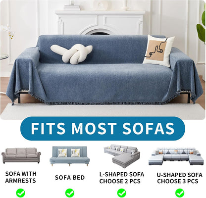 Non Slip Couch Cover Sofa Covers for 3 Cushion Couch Washable sectional Couch Covers for Dogs pet Furniture Protector Couch Cover Blanket for Living Room (Off White, 91"x134")