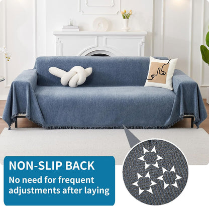 Non Slip Couch Cover Sofa Covers for 3 Cushion Couch Washable sectional Couch Covers for Dogs pet Furniture Protector Couch Cover Blanket for Living Room (Off White, 91"x134")