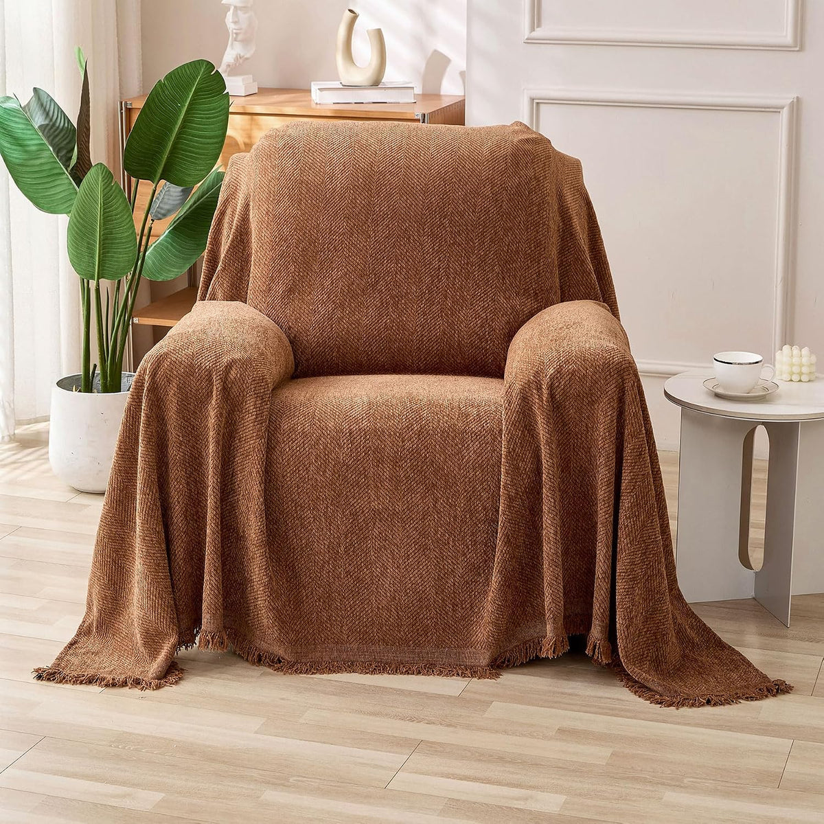 Non Slip Couch Cover Sofa Covers for 3 Cushion Couch Washable sectional Couch Covers for Dogs pet Furniture Protector Couch Cover Blanket for Living Room (Off White, 91"x134")