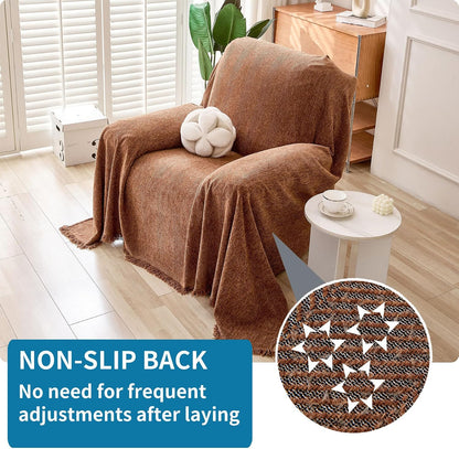 Non Slip Couch Cover Sofa Covers for 3 Cushion Couch Washable sectional Couch Covers for Dogs pet Furniture Protector Couch Cover Blanket for Living Room (Off White, 91"x134")