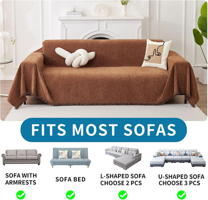 Non Slip Couch Cover Sofa Covers for 3 Cushion Couch Washable sectional Couch Covers for Dogs pet Furniture Protector Couch Cover Blanket for Living Room (Off White, 91"x134")