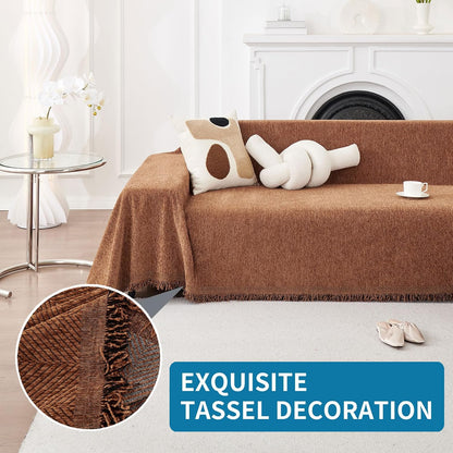 Non Slip Couch Cover Sofa Covers for 3 Cushion Couch Washable sectional Couch Covers for Dogs pet Furniture Protector Couch Cover Blanket for Living Room (Off White, 91"x134")