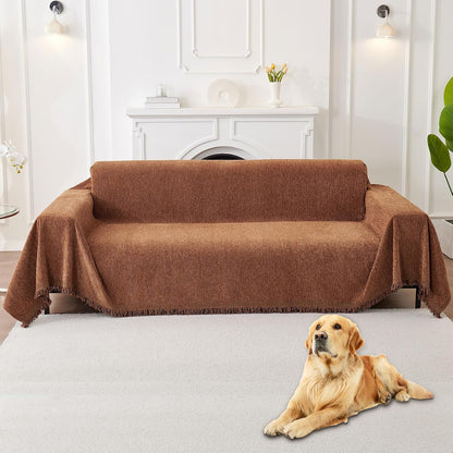 Non Slip Couch Cover Sofa Covers for 3 Cushion Couch Washable sectional Couch Covers for Dogs pet Furniture Protector Couch Cover Blanket for Living Room (Off White, 91"x134")