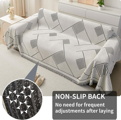 Non Slip Couch Cover Sofa Covers for 3 Cushion Couch Washable sectional Couch Covers for Dogs pet Furniture Protector Couch Cover Blanket for Living Room (Off White, 91"x134")