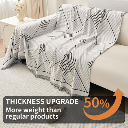 Non Slip Couch Cover Sofa Covers for 3 Cushion Couch Washable sectional Couch Covers for Dogs pet Furniture Protector Couch Cover Blanket for Living Room (Off White, 91"x134")