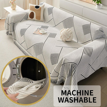 Non Slip Couch Cover Sofa Covers for 3 Cushion Couch Washable sectional Couch Covers for Dogs pet Furniture Protector Couch Cover Blanket for Living Room (Off White, 91"x134")