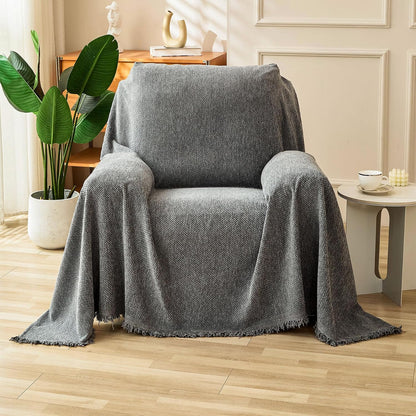 Non Slip Couch Cover Sofa Covers for 3 Cushion Couch Washable sectional Couch Covers for Dogs pet Furniture Protector Couch Cover Blanket for Living Room (Off White, 91"x134")