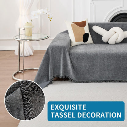 Non Slip Couch Cover Sofa Covers for 3 Cushion Couch Washable sectional Couch Covers for Dogs pet Furniture Protector Couch Cover Blanket for Living Room (Off White, 91"x134")