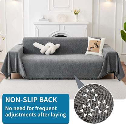 Non Slip Couch Cover Sofa Covers for 3 Cushion Couch Washable sectional Couch Covers for Dogs pet Furniture Protector Couch Cover Blanket for Living Room (Off White, 91"x134")