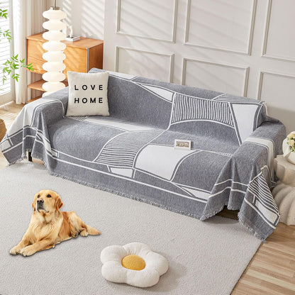 Non Slip Couch Cover Sofa Covers for 3 Cushion Couch Washable sectional Couch Covers for Dogs pet Furniture Protector Couch Cover Blanket for Living Room (Off White, 91"x134")