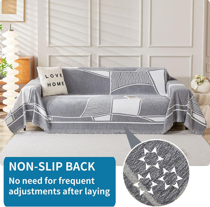 Non Slip Couch Cover Sofa Covers for 3 Cushion Couch Washable sectional Couch Covers for Dogs pet Furniture Protector Couch Cover Blanket for Living Room (Off White, 91"x134")