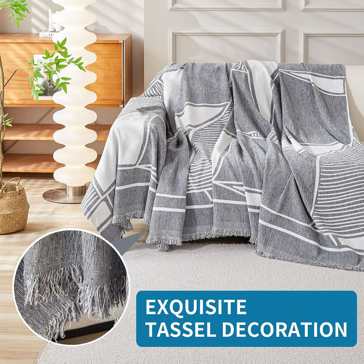Non Slip Couch Cover Sofa Covers for 3 Cushion Couch Washable sectional Couch Covers for Dogs pet Furniture Protector Couch Cover Blanket for Living Room (Off White, 91"x134")