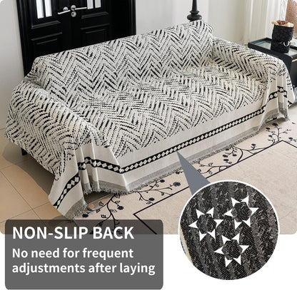 Non Slip Couch Cover Sofa Covers for 3 Cushion Couch Washable sectional Couch Covers for Dogs pet Furniture Protector Couch Cover Blanket for Living Room (Off White, 91"x134")