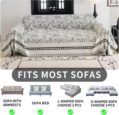 Non Slip Couch Cover Sofa Covers for 3 Cushion Couch Washable sectional Couch Covers for Dogs pet Furniture Protector Couch Cover Blanket for Living Room (Off White, 91"x134")