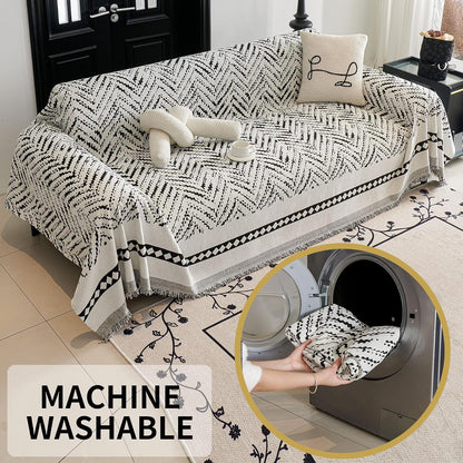 Non Slip Couch Cover Sofa Covers for 3 Cushion Couch Washable sectional Couch Covers for Dogs pet Furniture Protector Couch Cover Blanket for Living Room (Off White, 91"x134")