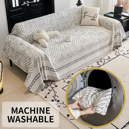 Non Slip Couch Cover Sofa Covers for 3 Cushion Couch Washable sectional Couch Covers for Dogs pet Furniture Protector Couch Cover Blanket for Living Room (Off White, 91"x134")
