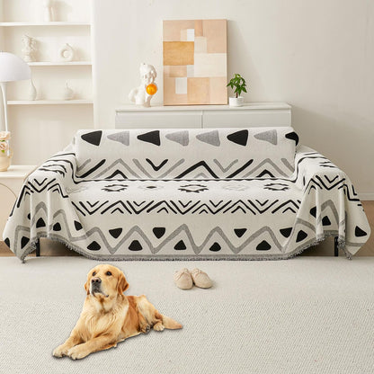 Non Slip Couch Cover Sofa Covers for 3 Cushion Couch Washable sectional Couch Covers for Dogs pet Furniture Protector Couch Cover Blanket for Living Room (Off White, 91"x134")