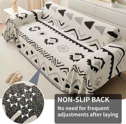 Non Slip Couch Cover Sofa Covers for 3 Cushion Couch Washable sectional Couch Covers for Dogs pet Furniture Protector Couch Cover Blanket for Living Room (Off White, 91"x134")