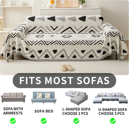 Non Slip Couch Cover Sofa Covers for 3 Cushion Couch Washable sectional Couch Covers for Dogs pet Furniture Protector Couch Cover Blanket for Living Room (Off White, 91"x134")
