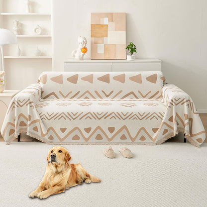 Non Slip Couch Cover Sofa Covers for 3 Cushion Couch Washable sectional Couch Covers for Dogs pet Furniture Protector Couch Cover Blanket for Living Room (Off White, 91"x134")