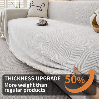 Non Slip Couch Cover Sofa Covers for 3 Cushion Couch Washable sectional Couch Covers for Dogs pet Furniture Protector Couch Cover Blanket for Living Room (Off White, 91"x134")