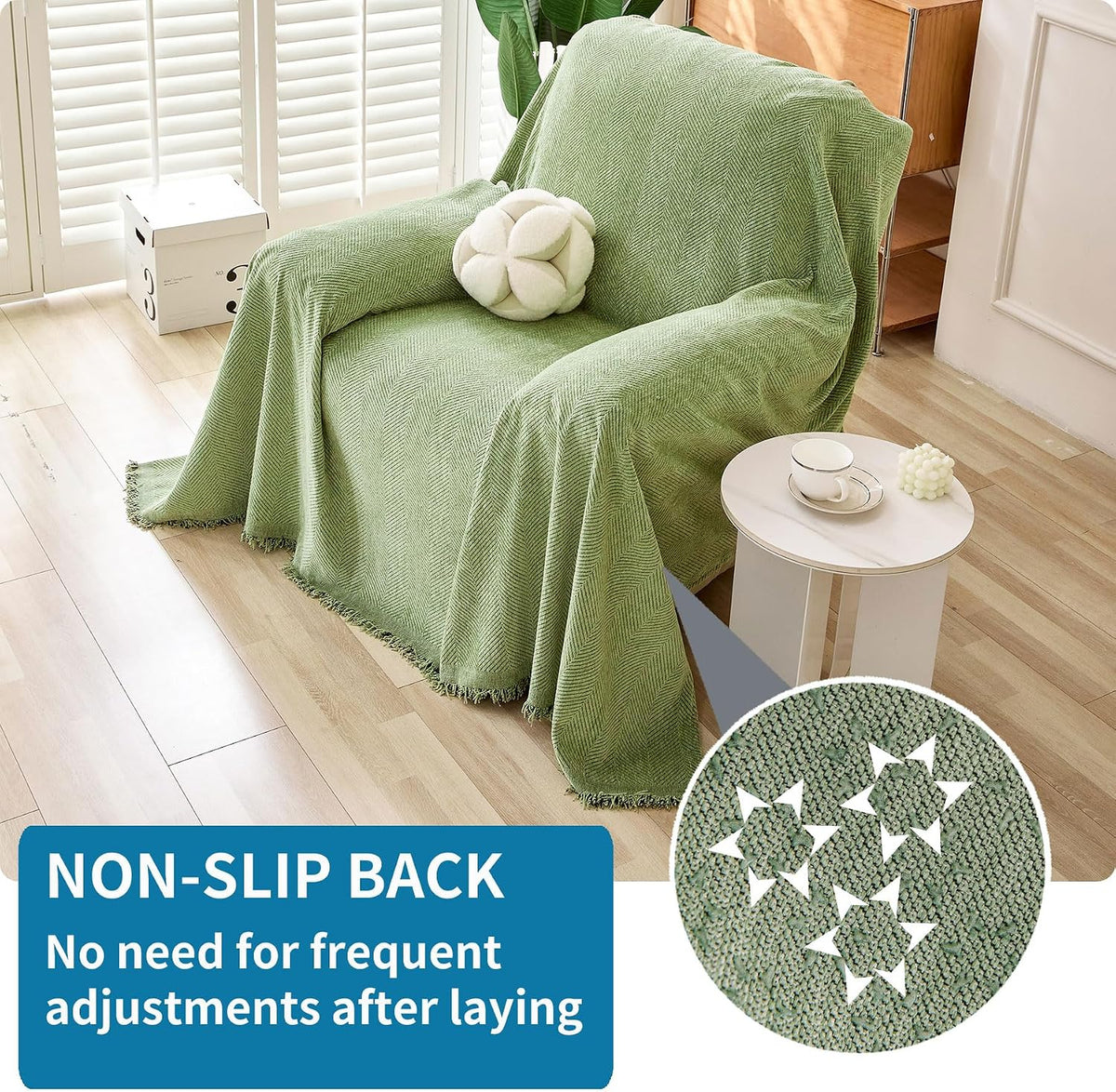 Non Slip Couch Cover Sofa Covers for 3 Cushion Couch Washable sectional Couch Covers for Dogs pet Furniture Protector Couch Cover Blanket for Living Room (Off White, 91"x134")