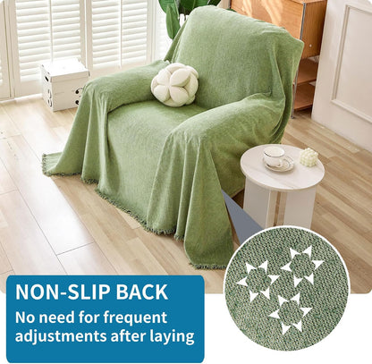 Non Slip Couch Cover Sofa Covers for 3 Cushion Couch Washable sectional Couch Covers for Dogs pet Furniture Protector Couch Cover Blanket for Living Room (Off White, 91"x134")