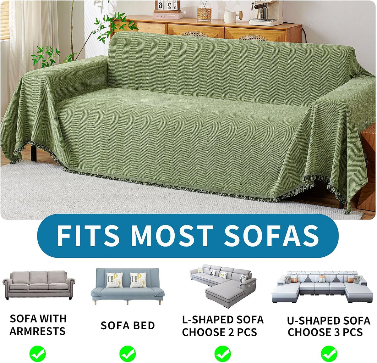 Non Slip Couch Cover Sofa Covers for 3 Cushion Couch Washable sectional Couch Covers for Dogs pet Furniture Protector Couch Cover Blanket for Living Room (Off White, 91"x134")